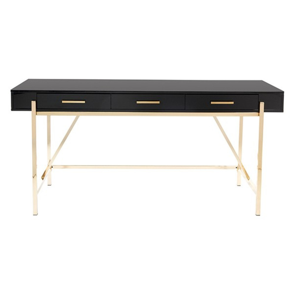 Hitit Dekorasyon Mandy Gold Metal Siyah Çalışma Masası - 160 x 75 x 76 cm Çalışma Masası Fiyatı