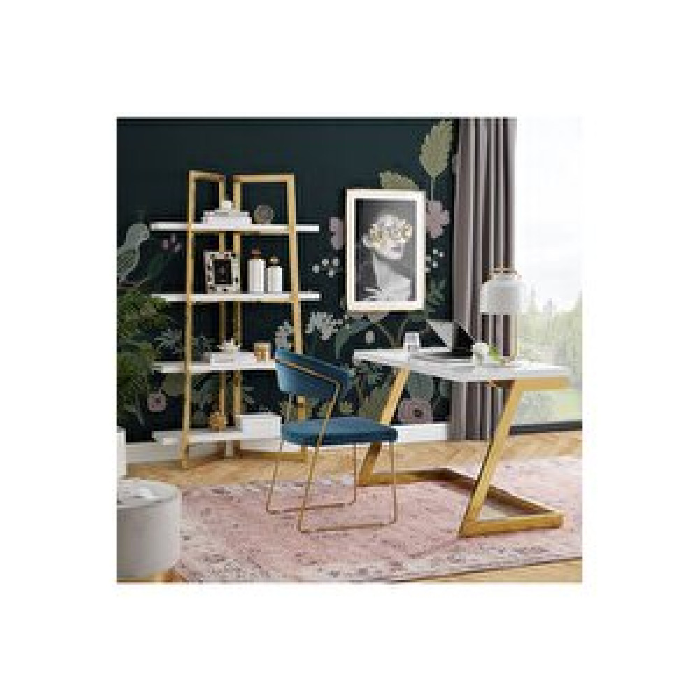 Hitit Dekorasyon Nysa Gold Metal Beyaz Çalışma Masası Kitaplık Gold 02 Kitaplık Fiyatı