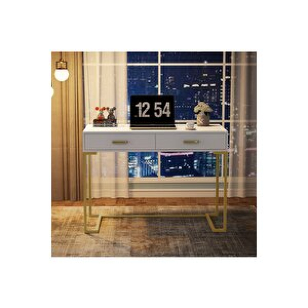Hitit Dekorasyon Vivian Gold Metal Beyaz Çalışma Masası Gold Bilgisayar Masası Fiyatı