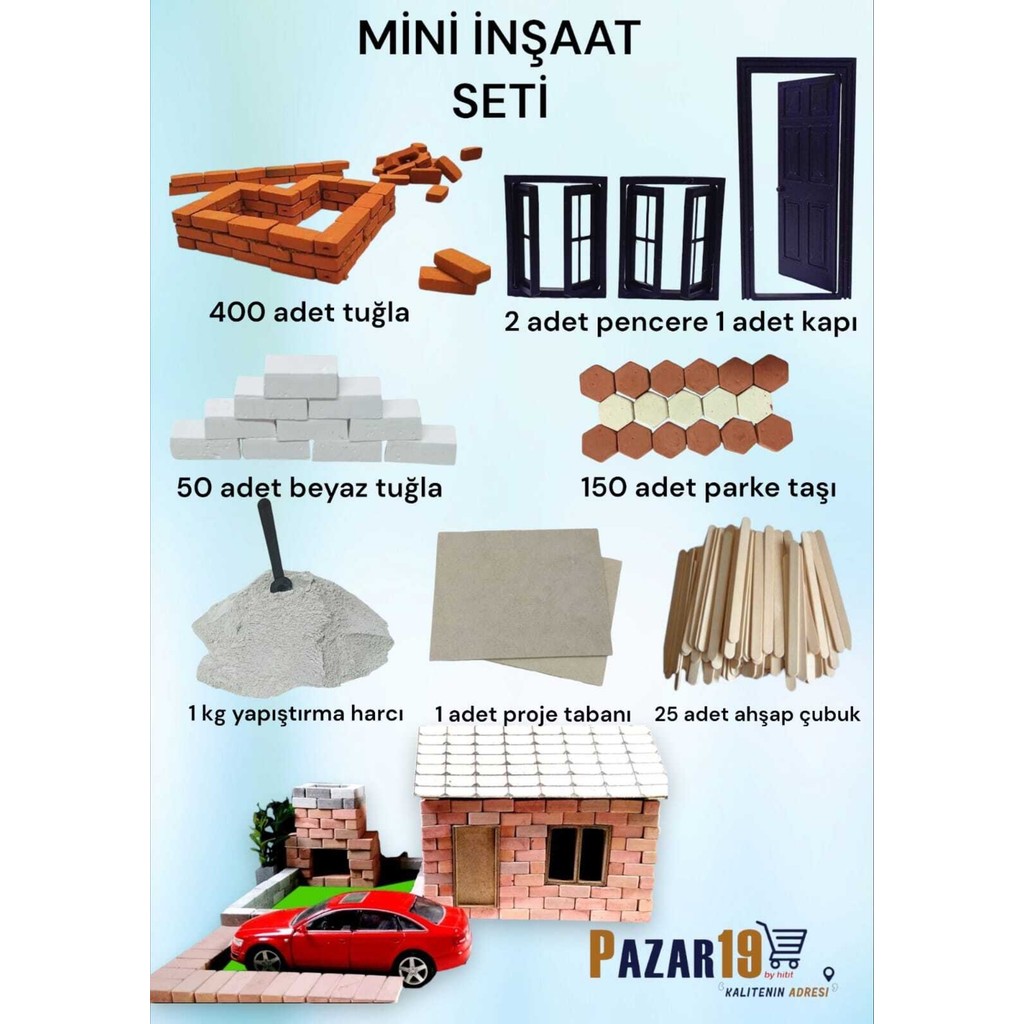 HİTİT Mini İnşaat Seti 400 Adet Tuğla ve 50 Adet Beyaz Tuğla ile Yüksek Kaliteli Hobi Seti Diğer Fiyatı