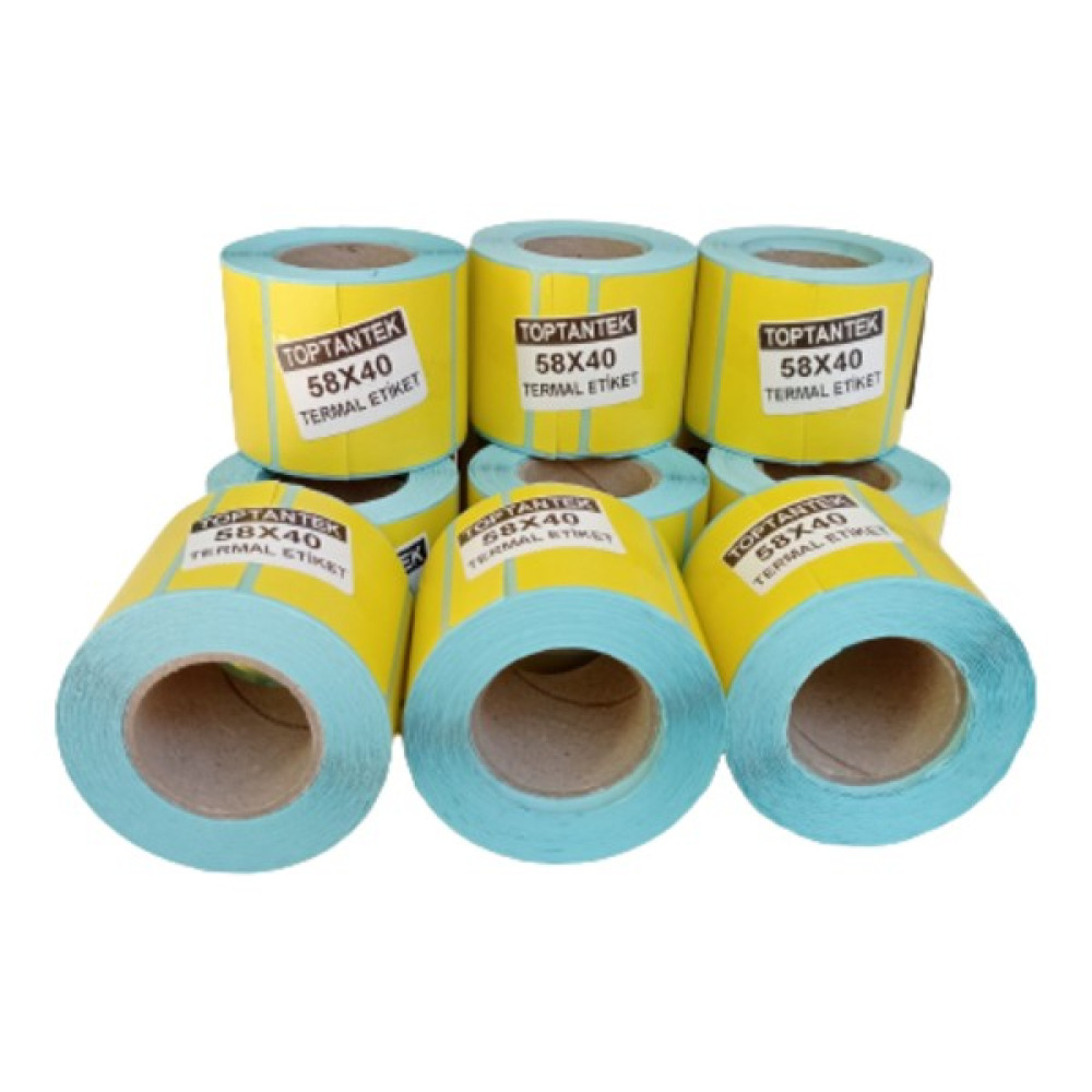 Hitmax 58X40 Termal Etiket Sarı Renk G.58 mm Y.40 mm Bir Rulo 500 Adet toplam 6 rulo (Tam Adet) - 100 x 190 cm Barkod Okuyucular Fiyatı