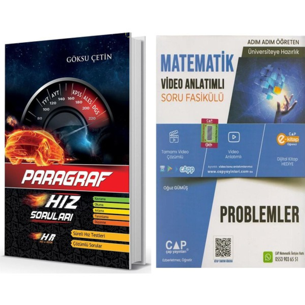 Hız ve Renk Yayınları Paragraf Hız Soruları ile Çap Yayınları Problemler Soru Bankası 2 Kitap Set Temel Yeterlilik Testi (TYT) Fiyatı