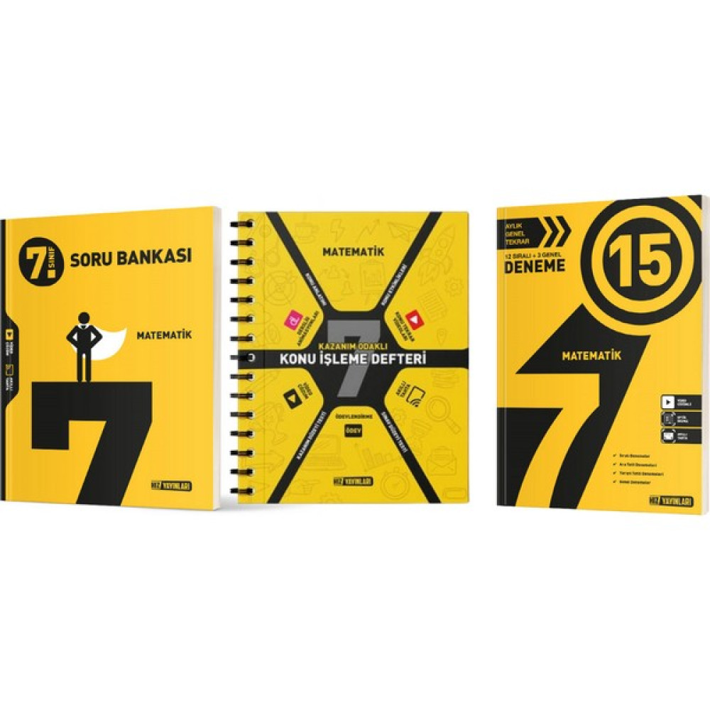 Hız Yayınları 7. Sınıf Matematik 3’lü Set Soru Bankası - Konu İşleme Defteri - 15’li Deneme Matematik Fiyatı