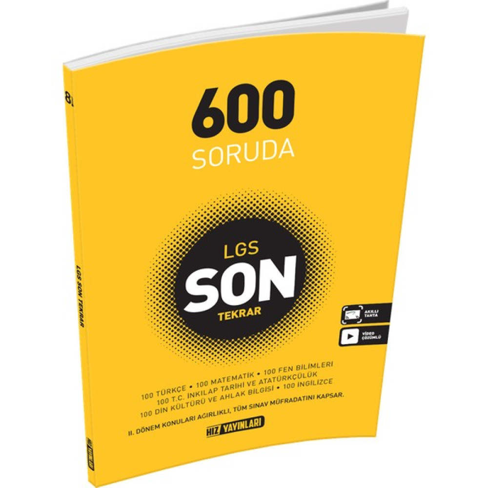 Hız Yayınları 8. Sınıf Tüm Dersler 600 Soruda Son Tekrar Tüm Dersler Fiyatı