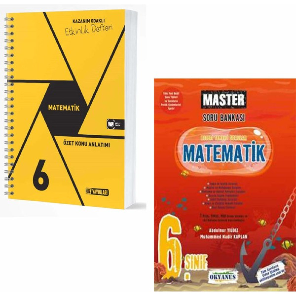 Hız Yayınları Hız 6. Sınıf Matematik Özet Konu Anlatımlı Etkinlik Kitabı ve Okyanus Master Matematik Soru Bankası Matematik Fiyatı