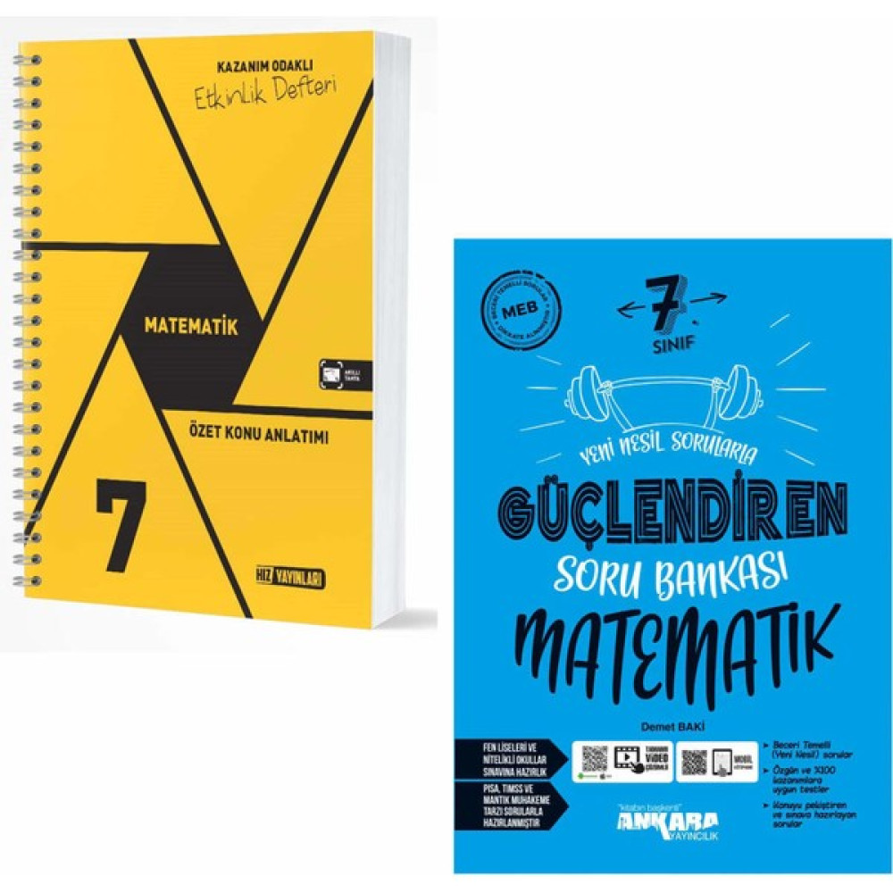 Hız Yayınları Hız 7. Sınıf Matematik Özet Konu Anlatımlı Etkinlik Kitabı ve Ankara Matematik Güçlendiren Soru Bankası Matematik Fiyatı