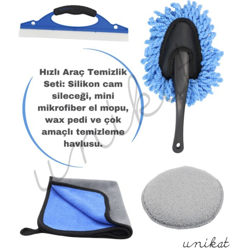 Hızlı Araç Temizlik Seti Cam Sileceği, Saplı Mikrofiber El Mopu, Wax Pedi ve Temizleme Havlusu Oto Boyaları Fiyatı
