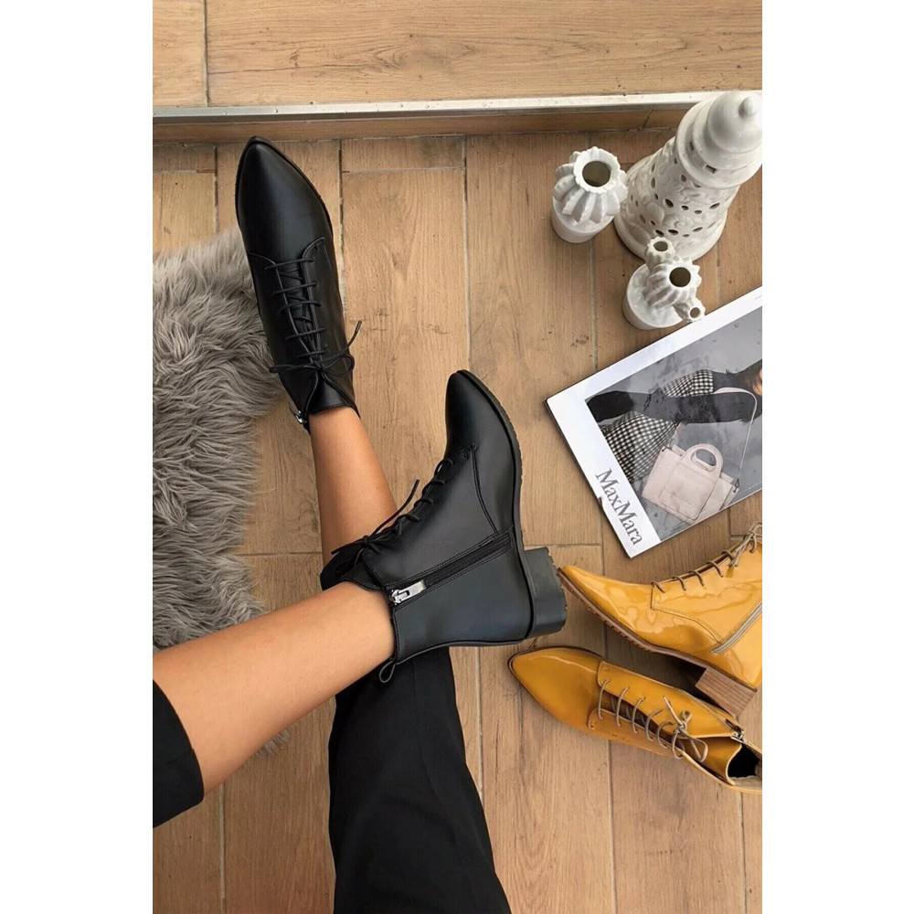 HKM shoes Siyah Cilt Kadın Sivri Burunlu Fermuarlı Bot Tokio Postal Bağcıklı Bot 38 Beden Kadın Botları Fiyatı