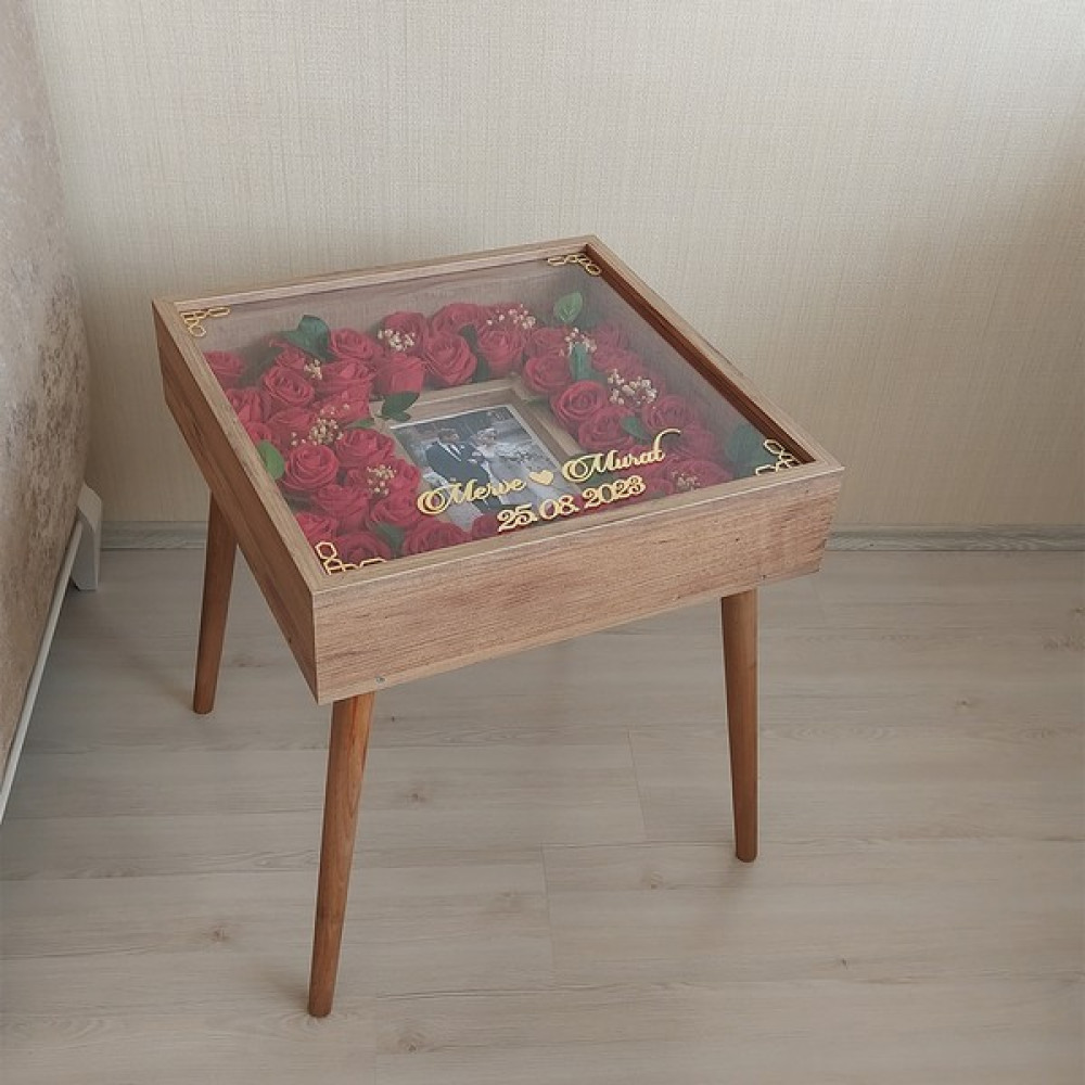 Hkm Ticaret Beyaz-Ceviz Fotoğraf Bölümlü Yan Sehpa! Çiçek ve Gül Dizaynı Için Anı Sehpası! Gül Kutusu! Çiçek Sehpası! - Ceviz Yan Sehpa Fiyatı