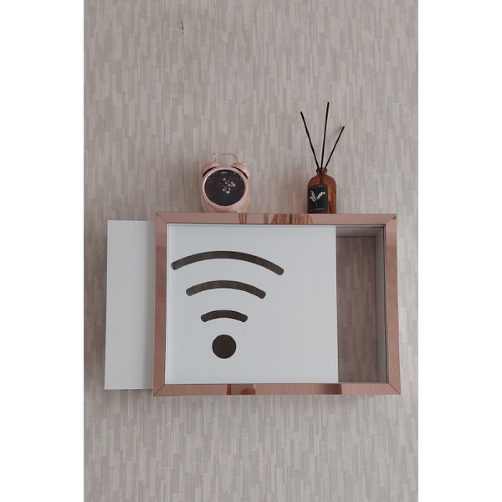 HKM Ticaret Beyaz-Rose 25 x 35 x 7 cm Wifi Amblemli Duvara Asılabilir Sigorta ve Modem-Wifi Saklama Kutusu! Saklama Kutusu Eşya Saklama Kutusu Fiyatı