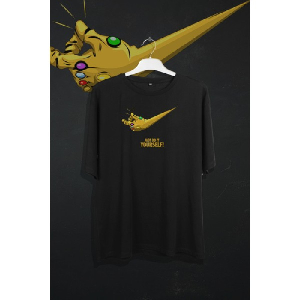 HLL Teknoloji Just Yourself Baskılı Unisex Oversize Tshirt (Siyah) Erkek T-shirt Fiyatı