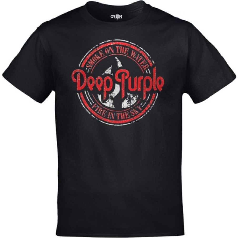 HLL Teknoloji Unisex Siyah Deep Purple Smoke On The Water Fire In The Sky Baskılı Tshirt Erkek T-shirt Fiyatı