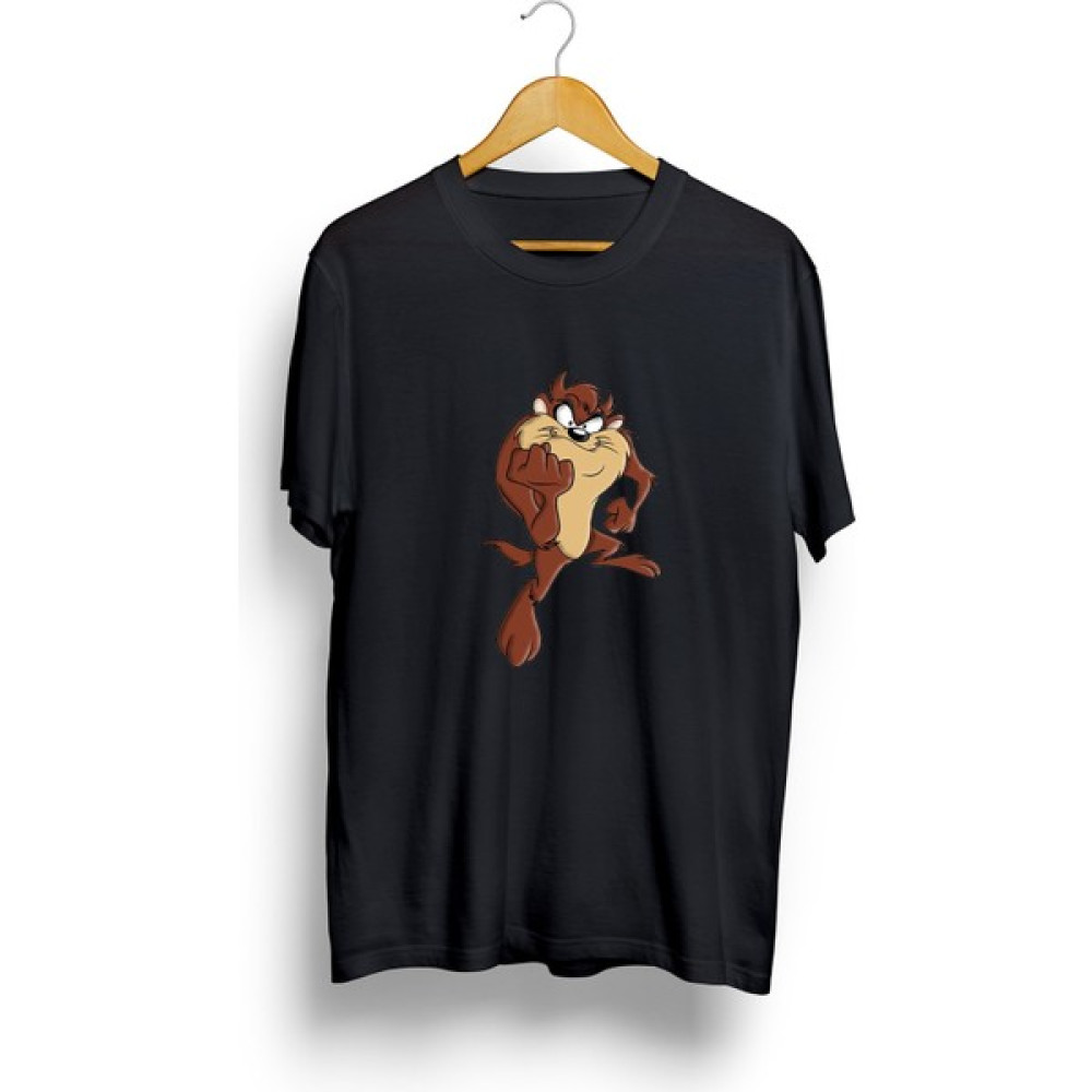 HLL Teknoloji Unisex Siyah Oversize Tazmanya Canavarı Baskılı T-Shirt Erkek T-shirt Fiyatı
