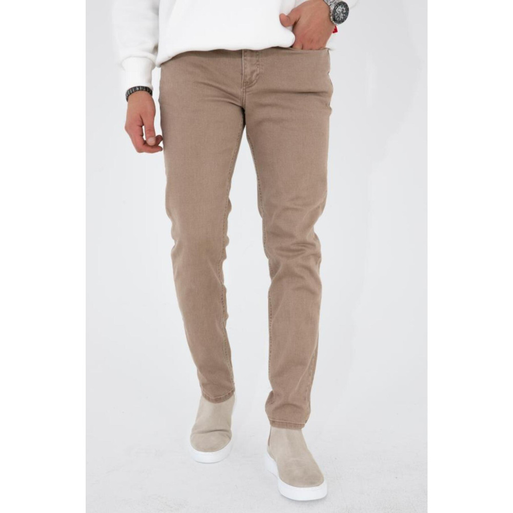 HLT JEANS Erkek Bej Regular Fit Esnek Likralı Denim Jeans Kot Pantolon Hlthe001933 - Regular Bej 34/32 Beden Bayan Jeans / Kot Pantolon Fiyatı