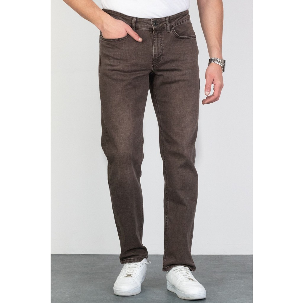 Hlt Jeans Erkek Kahverengi Regular Fit Rahat Kesim Esnek Likralı Denim Jeans Kot Pantolon HLTHE001979 Erkek Jeans / Kot Pantolon Fiyatı
