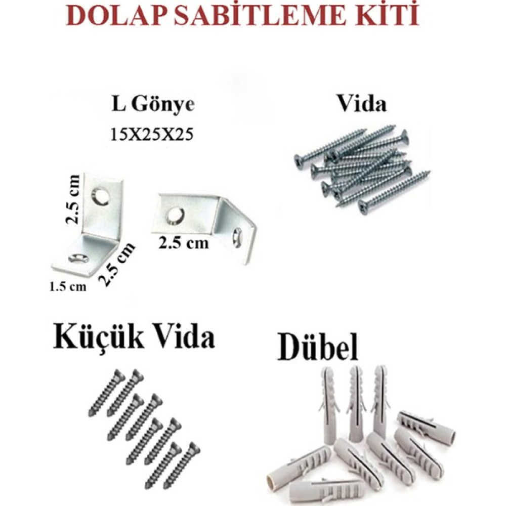 Hmo Dizayn Gri L Demir Dolap Sabitleme 15*25*25 Masa Gönye (5 Adet) + Vida + Dubel Nalburiye & Hırdavat Fiyatı