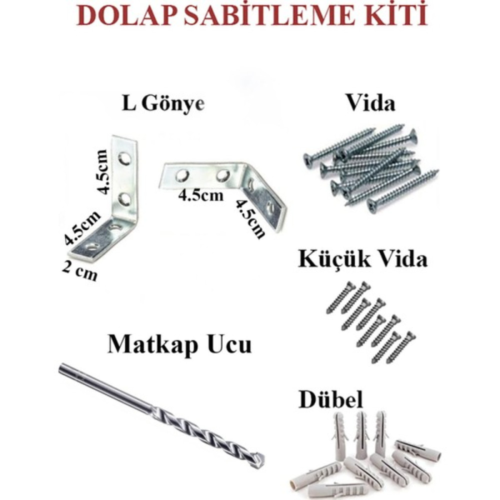 Hmo Dizayn Gri L Demir Dolap Sabitleme 20*45*45 Masa Gönye (10 Adet) + Vida +Dubel + Elmas Beton Matkap Ucu Nalburiye & Hırdavat Fiyatı