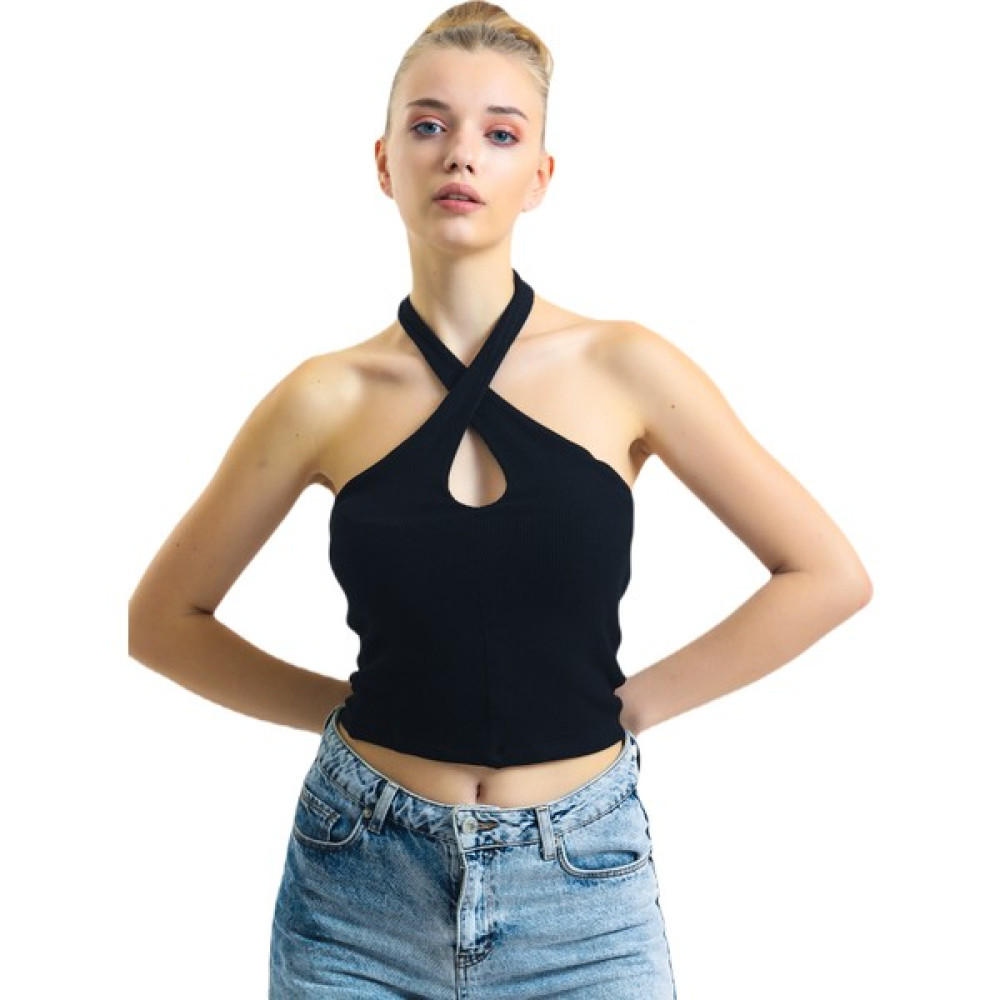 HMY Boyundan Çapraz Bağlamalı Top Crop Bluz Fiyatı