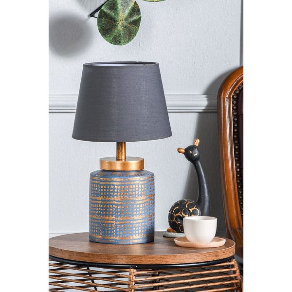 Hmydesign Grande Seramik Abajur Mavi Gold Abajur Fiyatı