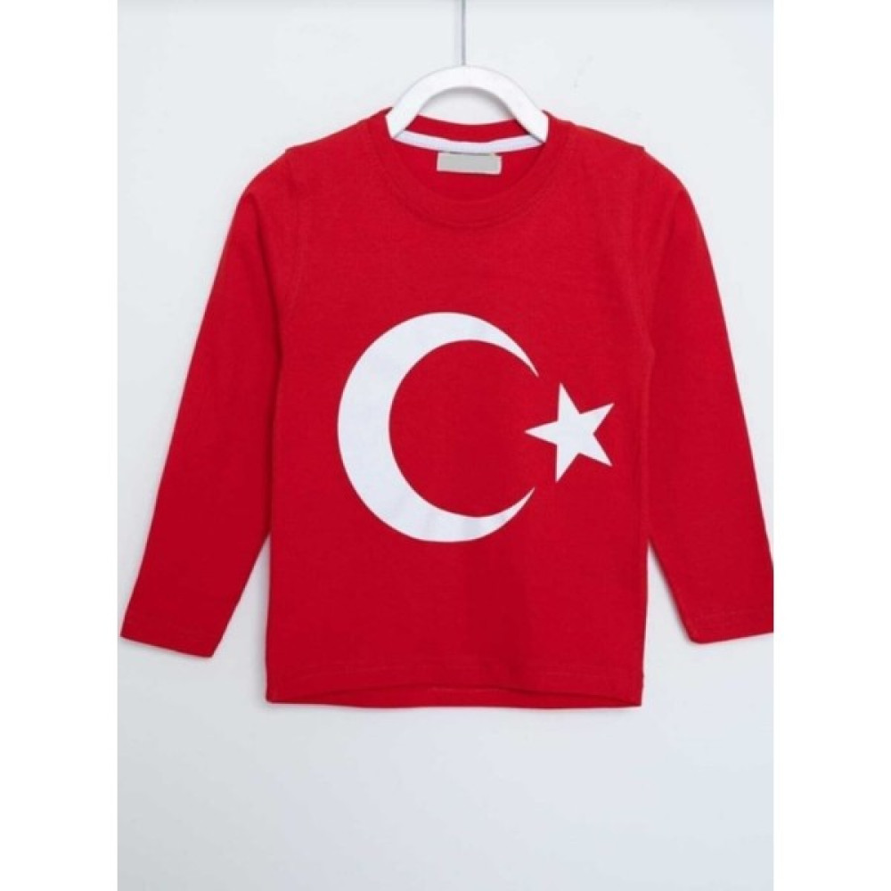 HMZ Unı Çocuk Ay Yıldız Uzun Kol T-Shirt Erkek Çocuk T-shirt Fiyatı