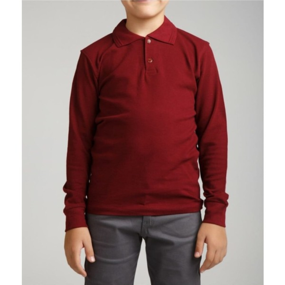 HMZ Unisex Bordo Uzun Kol Polo Yaka Lakos T-Shirt Kız Çocuk T-shirt Fiyatı