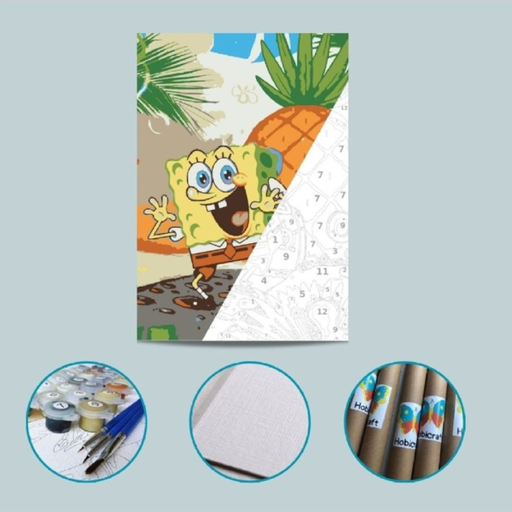 Hobi Art Market Sünger Bob Tuval Kağıdından Sayılarla Boyama Seti Boya ve Fırça Dahil Sanatsal Malzemeler Fiyatı