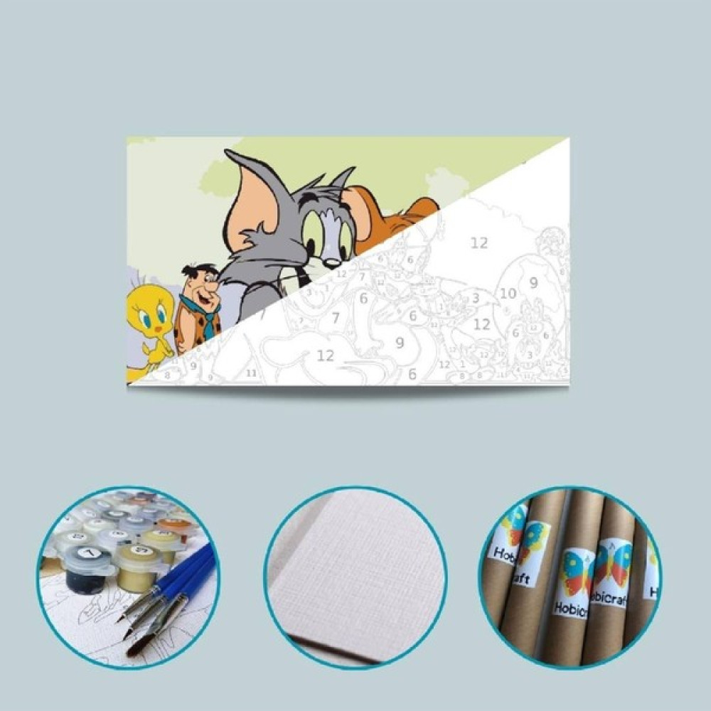 Hobi Art Market Tom ve Jerry Çocuklar Için Tuval Kağıdından Sayılarla Boyama Seti Boya ve Fırça Dahil Sanatsal Malzemeler Fiyatı