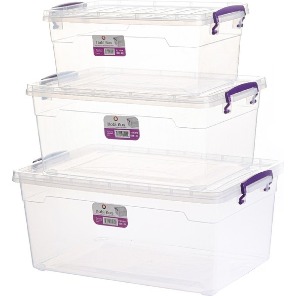 Hobi Box Yatay Saklama Kabı 3'lü Set 5,5-10-15 Lt Saklama Kapları Fiyatı