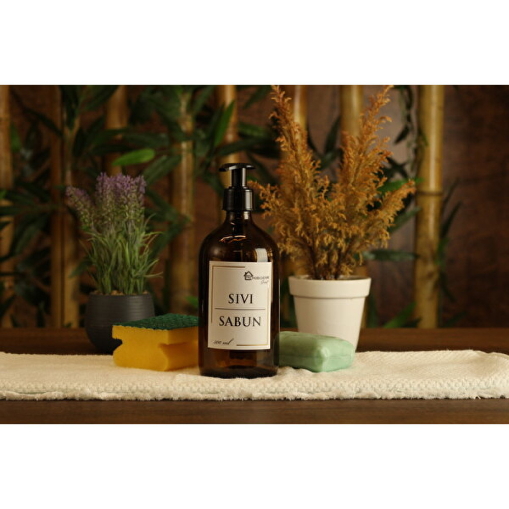 Hobi Demir Sanat 500 ml Amber Kahverengi Cam Sıvı Sabun Şişesi Beyaz Etiketli Sabunluk Fiyatı