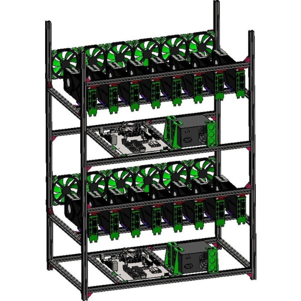 Hobi İzmir Tubrig Mining Rig Kasası, Çift Katlı Rig, 30 Gpu + Fanlı Oto Boyaları Fiyatı