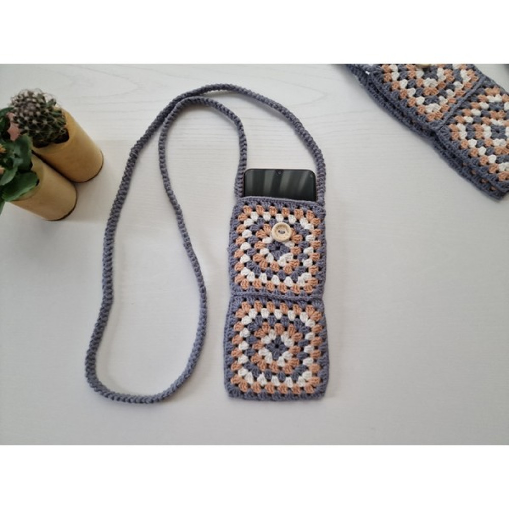 Hobi Kafe Gri El Örgüsü Motifli Telefon Çantası Kadın Ayakkabıları Fiyatı