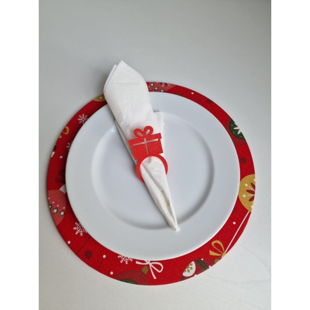 Hobi Kafe Yılbaşı Temalı 6 Adet Lastikli Supla Örtüs 6 Adet Mdf Supla 6 Adet Peçete Halkası - 29 x 29 cm - Çok Renkli Amerikan Servis Fiyatı