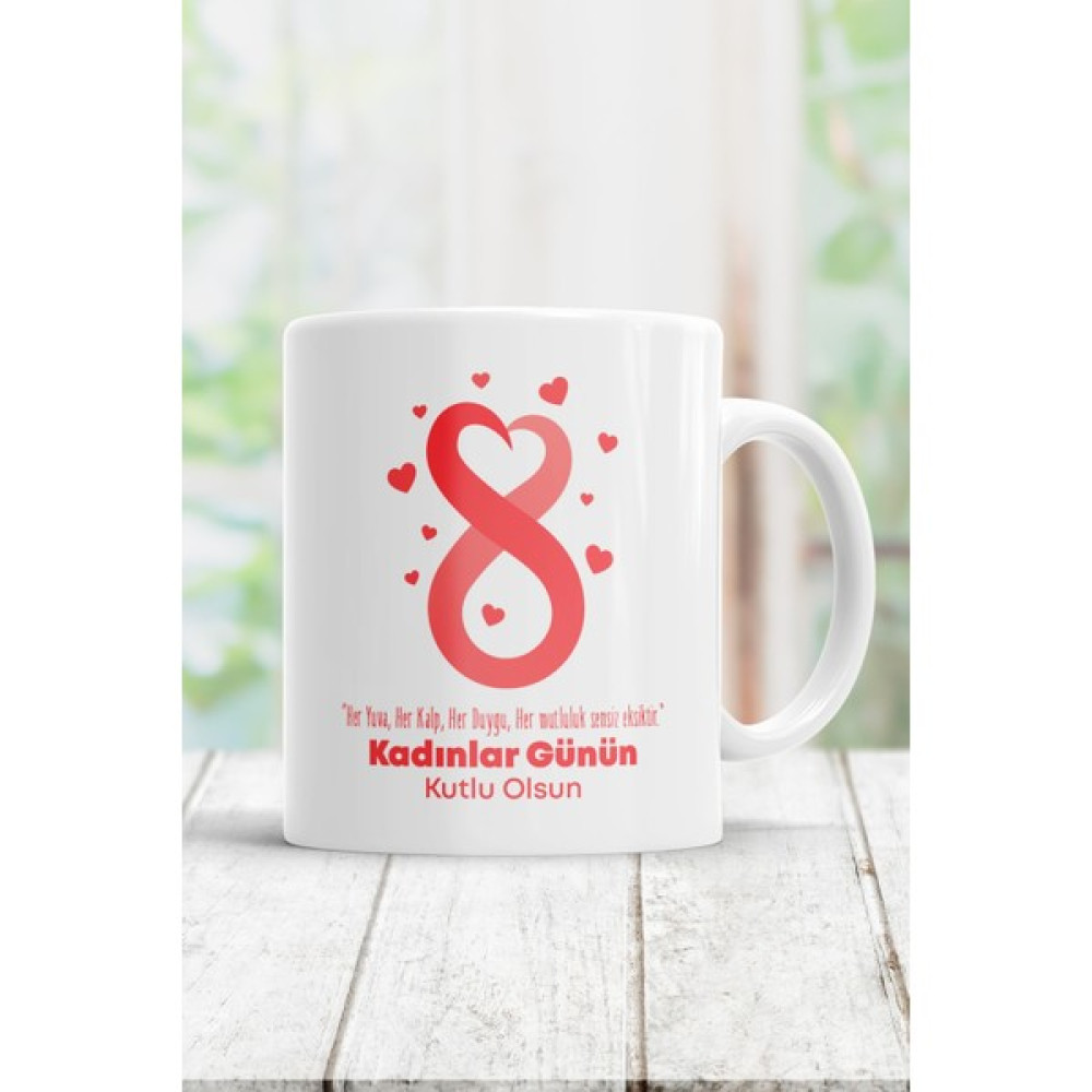 Hobi Shop 8 Mart Kadınlar Günü Kupa Bardak - Beyaz - 300 ml Fincan / Bardak / Kahve Takımı Fiyatı