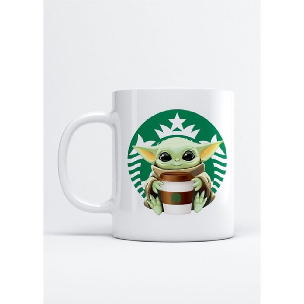 Hobi Shop Baby Yoda Starbucks Baskılı Kupa Bardak - 1 Adet - Beyaz - 299 ml Fincan / Bardak / Kahve Takımı Fiyatı