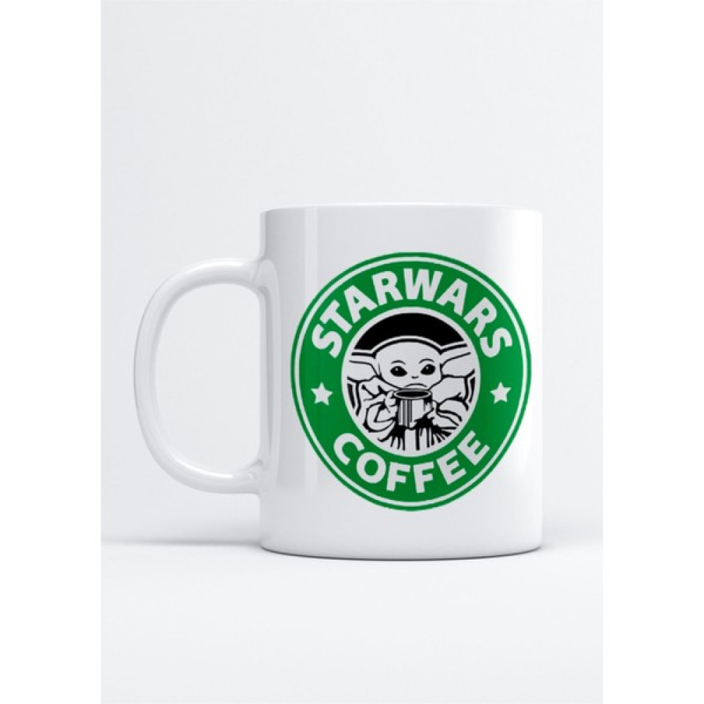 Hobi Shop Baby Yoda Starbucks Baskılı Porselen Kupa Bardak - Beyaz Fincan / Bardak / Kahve Takımı Fiyatı