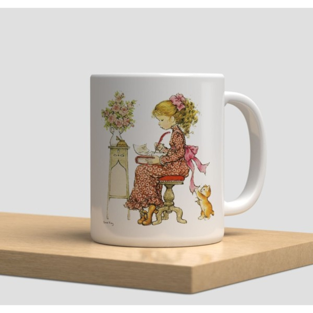 Hobi Shop Beyaz Kupa Bardak A48- Sarah Kay Nostalji Vintage - 1 Adet - 299 ml Fincan / Bardak / Kahve Takımı Fiyatı