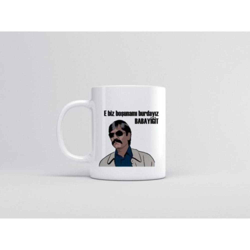Hobi Shop E Biz Boşunamı Burdayız Babayiğit Baskılı Kupa Bardak - 1 Adet - Beyaz - 299 ml Fincan / Bardak / Kahve Takımı Fiyatı