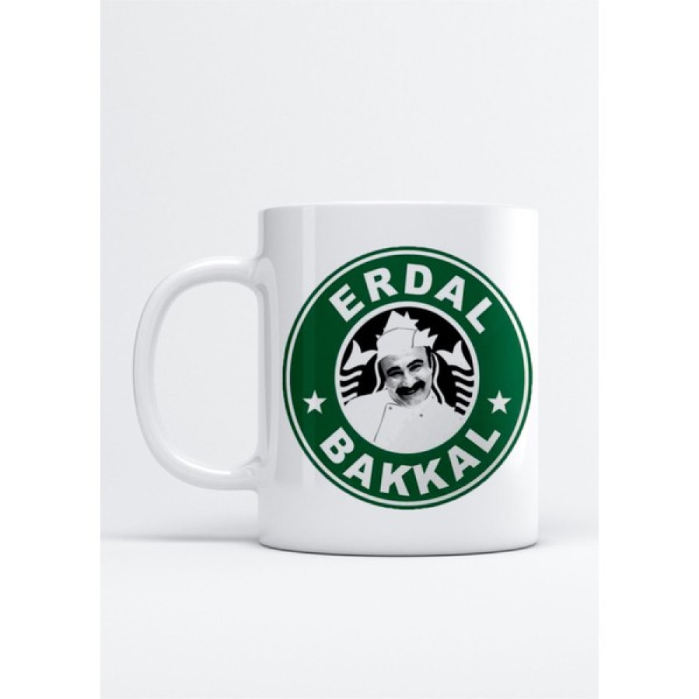 Hobi Shop Erdal Bakkal Starbucks Logo Baskılı Porselen Kupa Bardak - 1 Adet - Beyaz - 299 ml Fincan / Bardak / Kahve Takımı Fiyatı