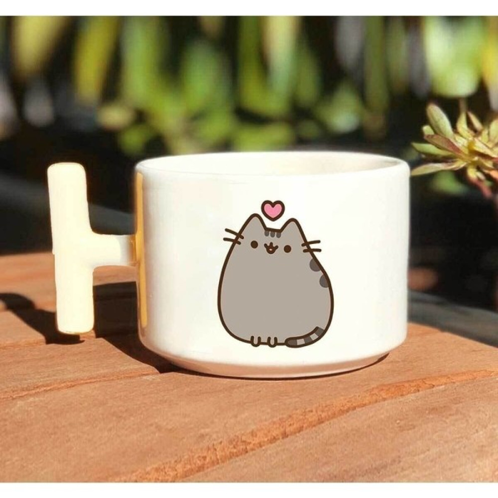 Hobi Shop Kedi Pusheen Baskılı Beyaz El Yapımı T Kulp Kupa Bardak - 1 Adet - 299 ml Fincan / Bardak / Kahve Takımı Fiyatı