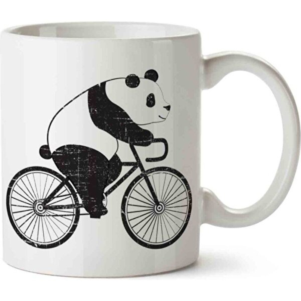 Hobi Shop Panda Bisiklet Süren Panda Porselen Kupa Bardak - Beyaz Fincan / Bardak / Kahve Takımı Fiyatı