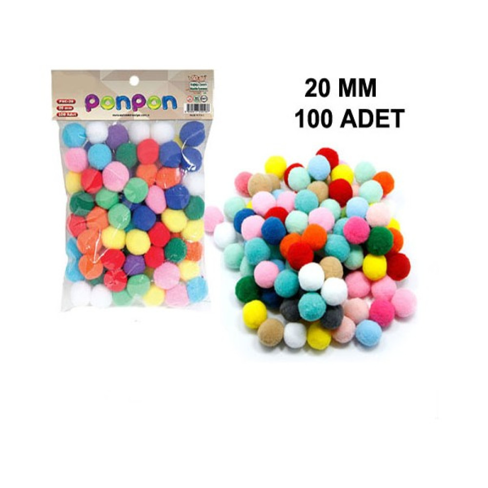 Hobialem 100 Adet, Ponpon, 20 mm Renkli Ponpon, Peluş Ponpon Yardımcı Malzeme Fiyatı