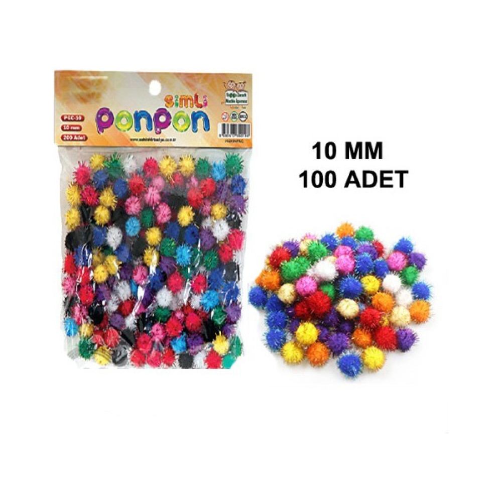 Hobialem 100 Adet, Simli Ponpon, 10 Mm, Renkli Peluş Ponpon, Minik Ponpon Yardımcı Malzeme Fiyatı