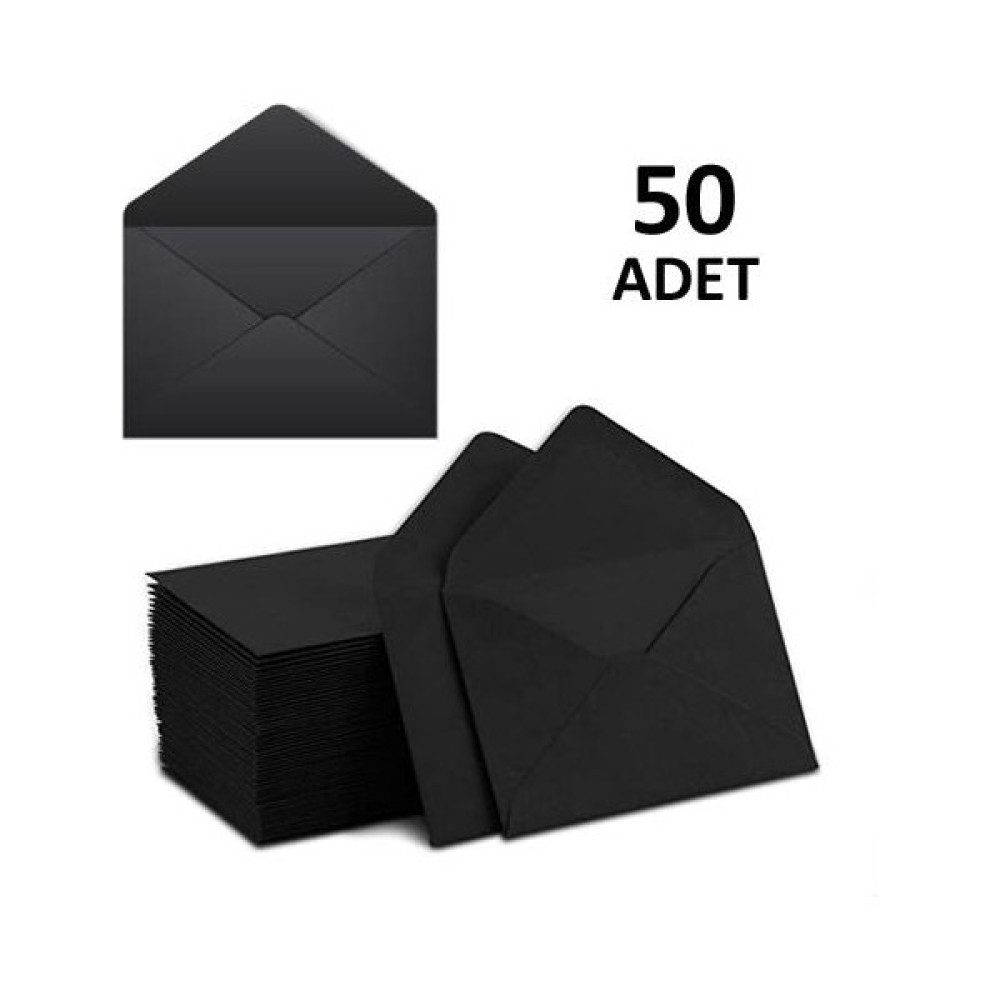 Hobialem Mini Zarf 7x9 cm Siyah Renk Zarf Kartvizit Not Zarfı 50 Adet Zarf Fiyatı