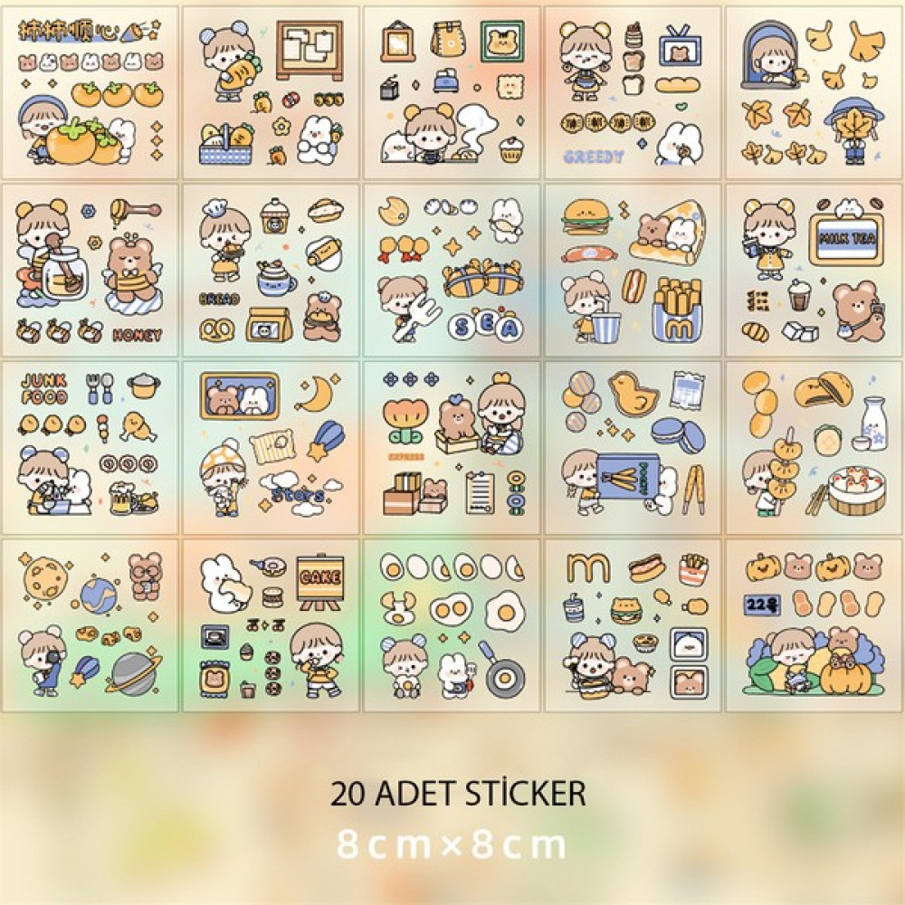 Hobide Hobi Sticker Set Sevimli Tavşan Günlüğü 20 Yaprak - Şeffaf Okul Malzemeleri Fiyatı