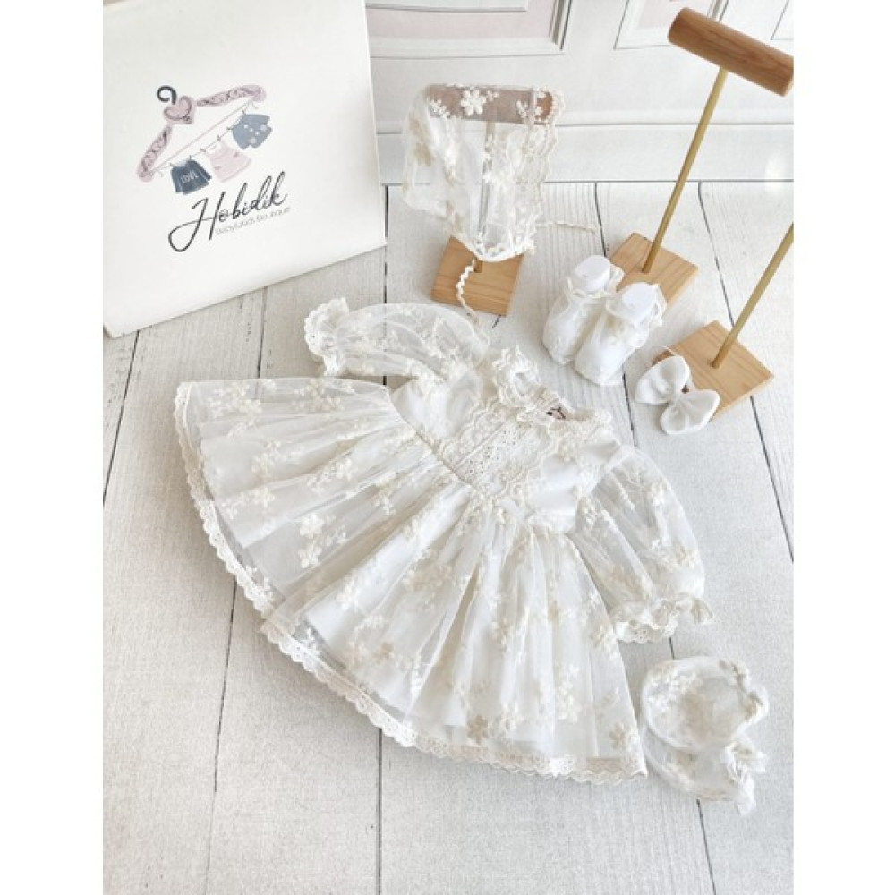 Hobidik Bebek Çocuk Krem Vintage Elbise Bebek Elbisesi Fiyatı