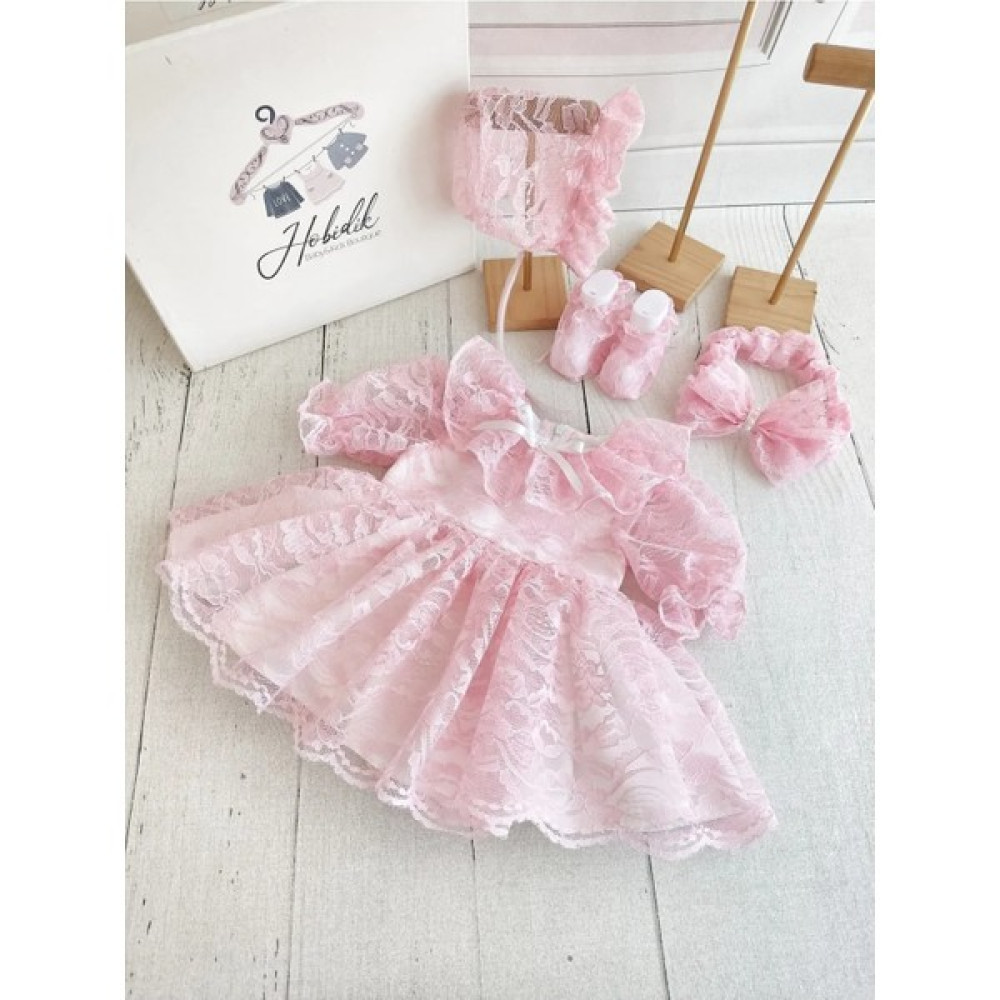 Hobidik Pembe Dantelli Elbise Mevlüt Seti Bebek Elbisesi Fiyatı