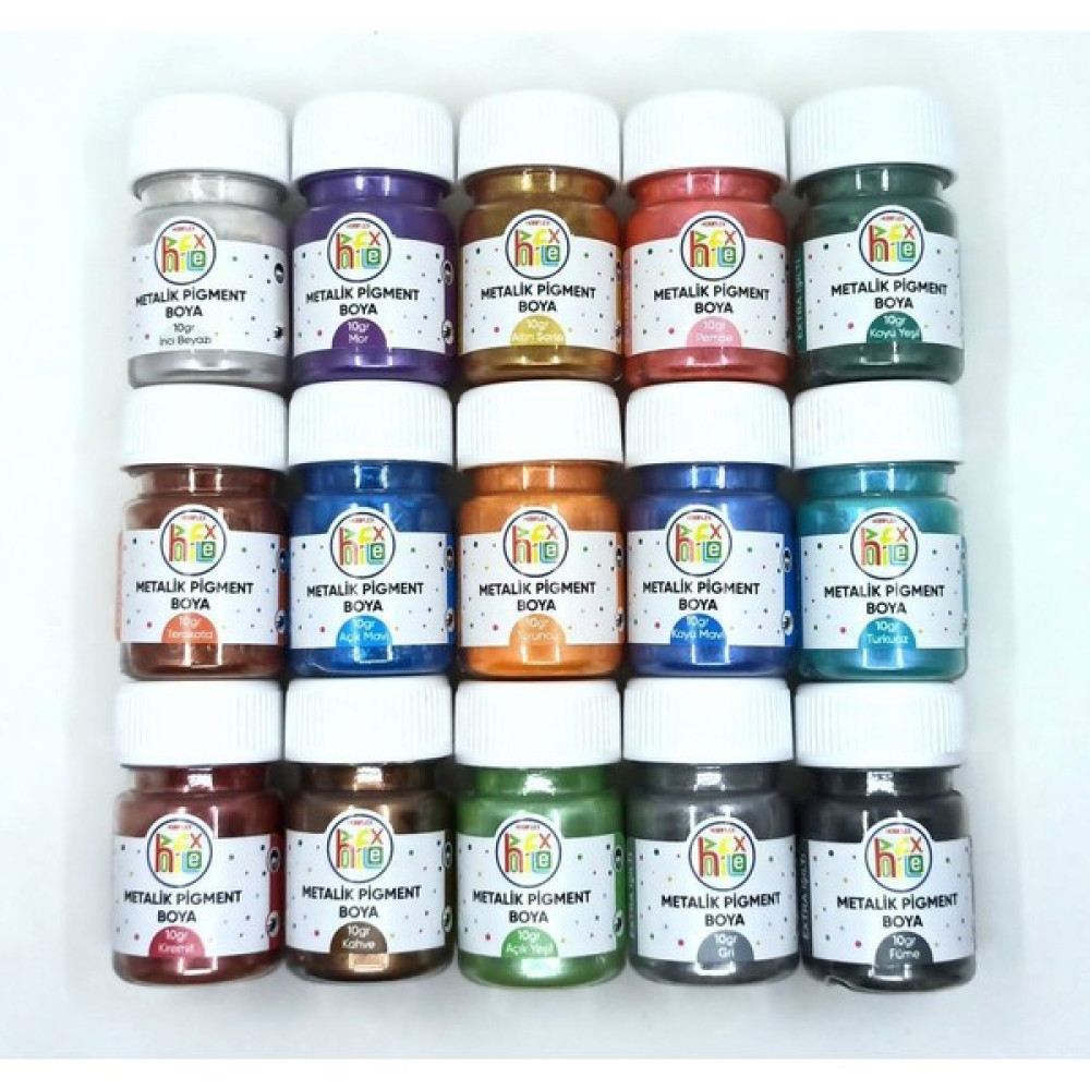 Hobiflex Epoksi Reçine Metalik Sedefli Pigment Toz Boya Seti 15 Renk 150 gr Sanatsal Malzemeler Fiyatı