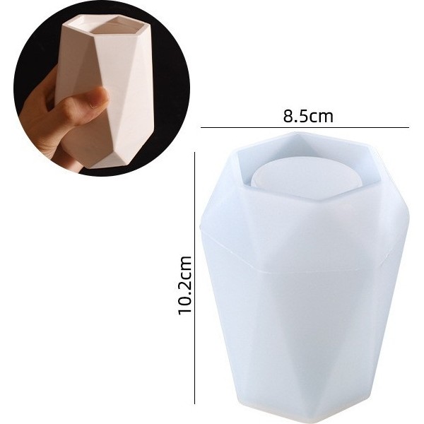 Hobiflex Silikon Kalıp Taş Tozu Ithal Orta Boy Dekoratif Vazo Mumluk Kalıbı Epoksi Reçine HB210-0152 - TEKLİ - Beyaz Vazo Fiyatı