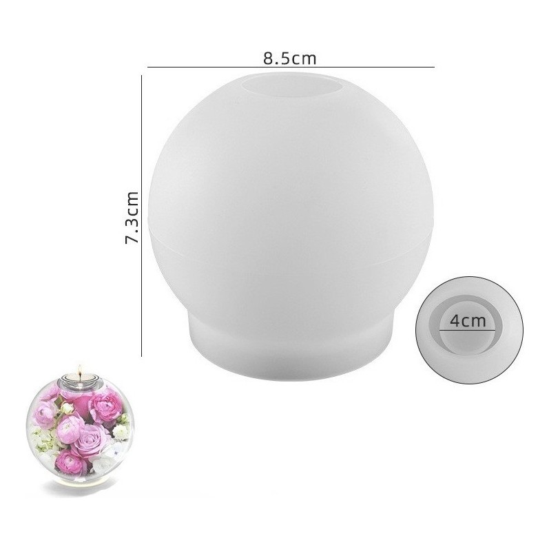 Hobiflex Silikon Kalıp Taş Tozu Parafin Ithal Dekoratif Küre Küçük Tealight Mumluk Kalıbı Epoksi HB120-0162 - TEKLİ - Beyaz Yardımcı Malzeme Fiyatı