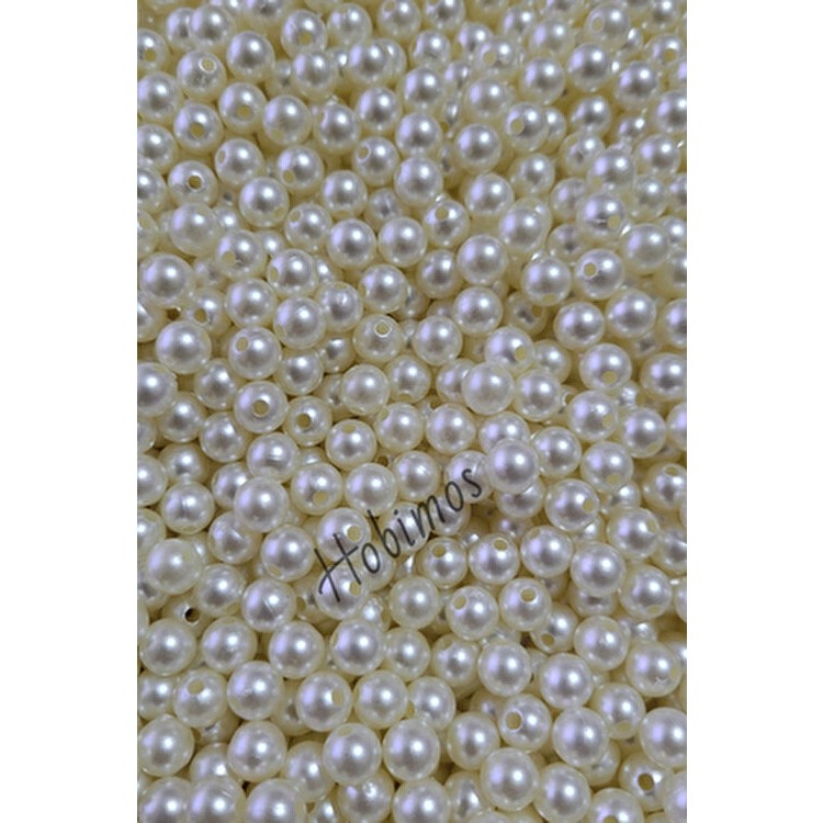 Hobimos 100 Adet 8 mm Krem Lüks Delikli Inci - 8 mm Lüks Delikli Takı Aksesuar Yapım Boncuğu Diğer Fiyatı